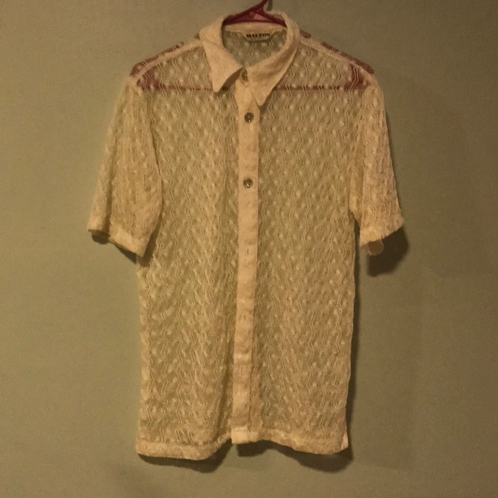 Maltos lace white blouse size M 70”s style